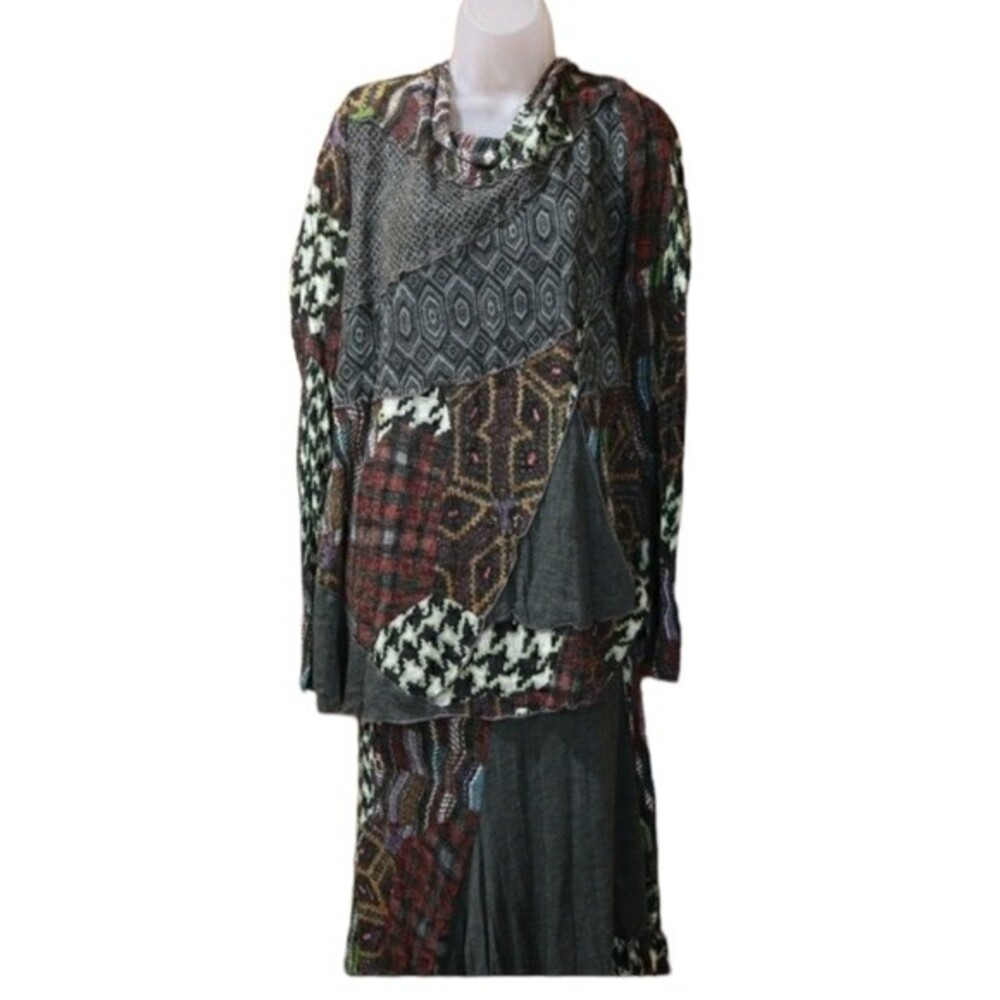 Love the Queen Funky Patchwork 2Piece Skirt Set 1X Boho Hippy Tunic Ruffle Skirt